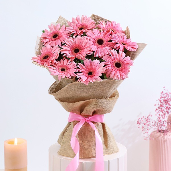 Pink Gerbera Jut Packing Bunch